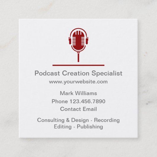 Podcast Creation Specialist Vierkante Visitekaartje (Voorkant)