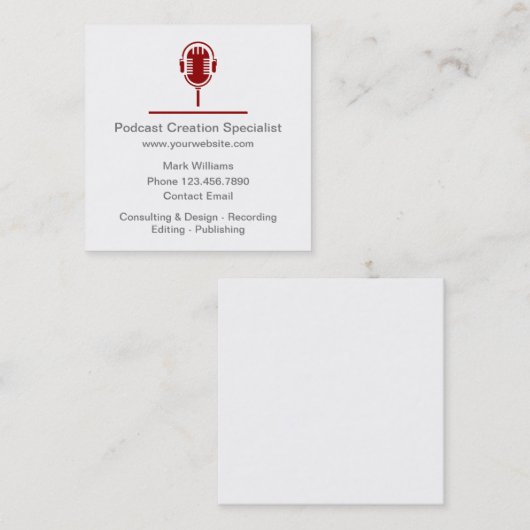 Podcast Creation Specialist Vierkante Visitekaartje (Voorkant / Achterkant)