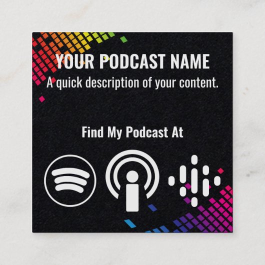 Podcast Ggloeiende microfoonhoofdtelefoon Blue Bla Vierkante Visitekaartje (Achterkant)