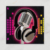 Podcast gloeiende microfoon hoofdtelefoon Roze zwa Vierkante Visitekaartje (Voorkant)