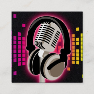 Podcast gloeiende microfoon hoofdtelefoon Roze zwa Vierkante Visitekaartje