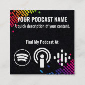 Podcast gloeiende microfoon hoofdtelefoon Roze zwa Vierkante Visitekaartje (Achterkant)