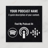 Podcast gloeiende roze hoofdtelefoon en microfoon vierkante visitekaartje (Achterkant)