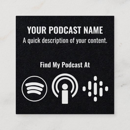 Podcast gloeiende roze hoofdtelefoon en microfoon vierkante visitekaartje (Achterkant)