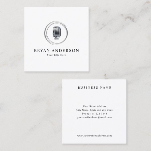 Podcast Host - Old Microphone Visitekaartje (Voorkant / Achterkant)