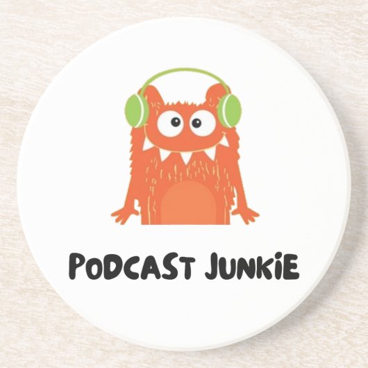 Podcast junkie zandsteen onderzetter (Voorkant)