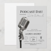 Podcast Launch Event Invitation Kaart (Voorkant / Achterkant)