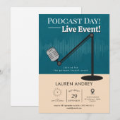 Podcast Launch Event Invitation Kaart (Voorkant / Achterkant)