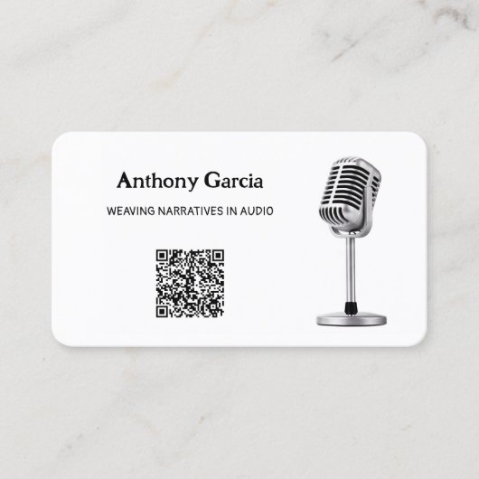 Podcast microfoon Podcaster QR Visitekaartje (Voorkant)