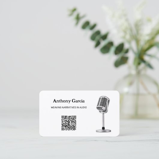 Podcast microfoon Podcaster QR Visitekaartje (Staand voorkant)