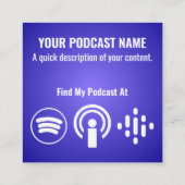 Podcast Microfoonhoofdtelefoon Blauw Vierkante Visitekaartje (Achterkant)
