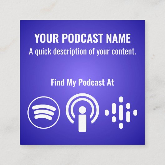 Podcast Microfoonhoofdtelefoon Blauw Vierkante Visitekaartje (Achterkant)