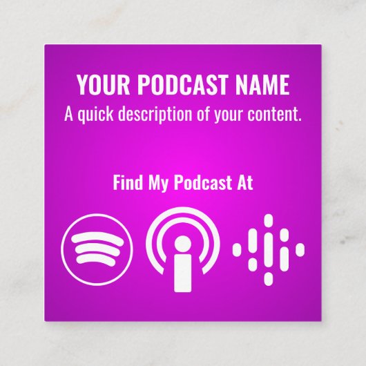 Podcast-microfoonhoofdtelefoon Paars Vierkante Visitekaartje (Achterkant)
