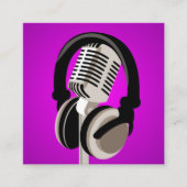 Podcast-microfoonhoofdtelefoon Paars Vierkante Visitekaartje (Voorkant)