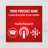 Podcast Microfoonhoofdtelefoon Rood Vierkante Visitekaartje (Achterkant)