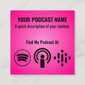 Podcast Microfoonhoofdtelefoon Roze Vierkante Visitekaartje (Achterkant)