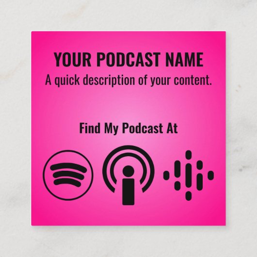 Podcast Microfoonhoofdtelefoon Roze Vierkante Visitekaartje (Achterkant)