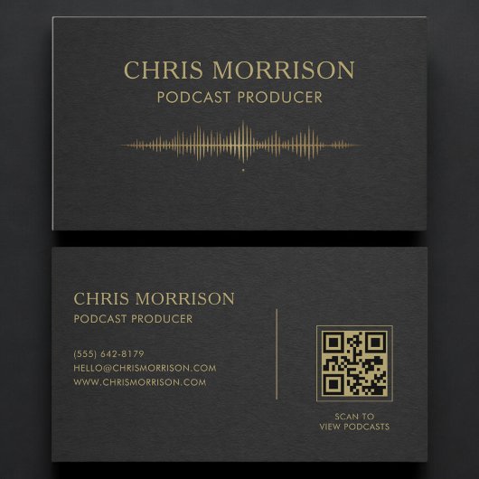 Podcast Producer Black Gold QR Code Visitekaartje