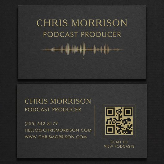 Podcast Producer QR Code Black Gold Visitekaartje