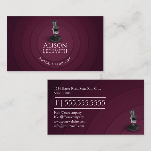Podcast Producer/Vocal Coach/Voice actor Visitekaartje (Voorkant / Achterkant)