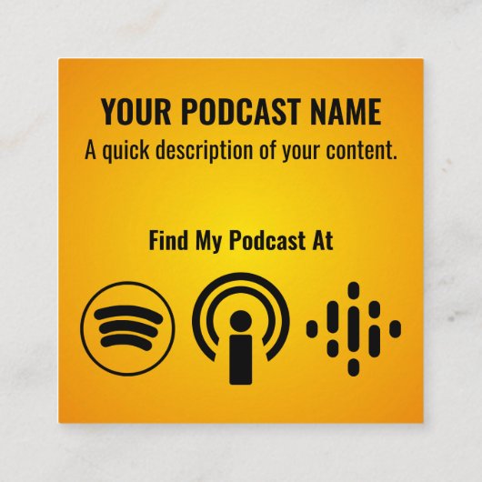 Podcast Sinaasappel microfoonhoofdtelefoon Vierkante Visitekaartje (Achterkant)