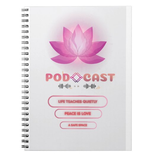 Podcast verspreidt paars notitieboek (Voorkant)