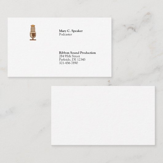 Podcaster Classic Minimal Visitekaartje (Voorkant / Achterkant)