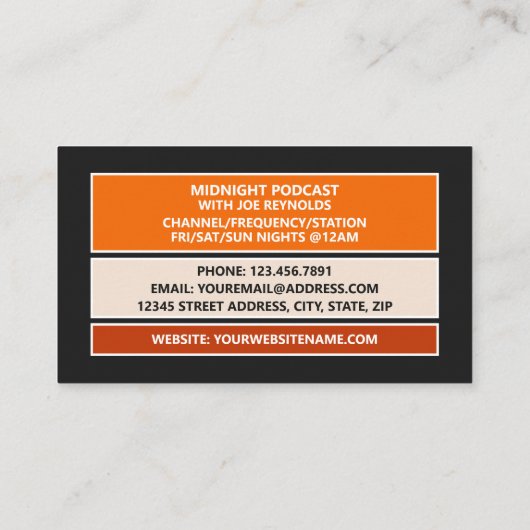 Podcaster, Retro Podcast Visitekaartje (Achterkant)