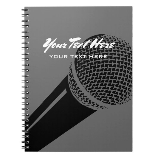 Podcastersnotitieboek met microfoonlogoontwerp notitieboek (Voorkant)