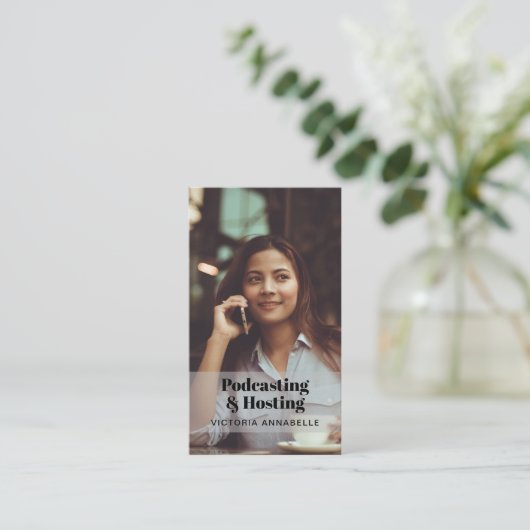 Podcasting & Hosting Foto QR Code Visitekaartje (Staand voorkant)