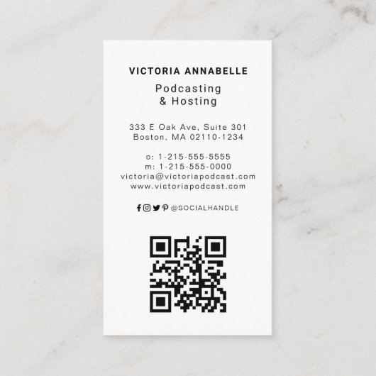 Podcasting & Hosting Foto QR Code Visitekaartje (Achterkant)