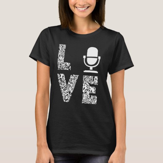 Podcasting microfoon Lichte luipaard Podcast Podca T-shirt (Voorkant)