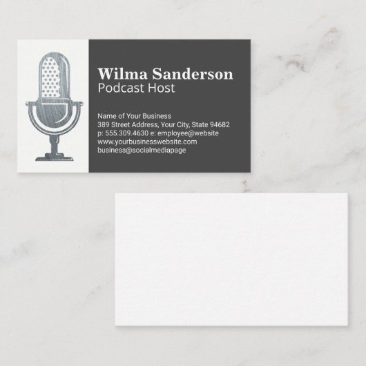 podcastmicrofoon visitekaartje (Voorkant / Achterkant)