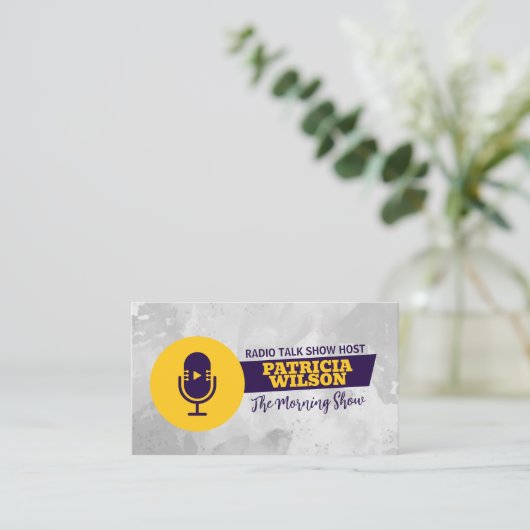 podcastmicrofoon visitekaartje (Staand voorkant)