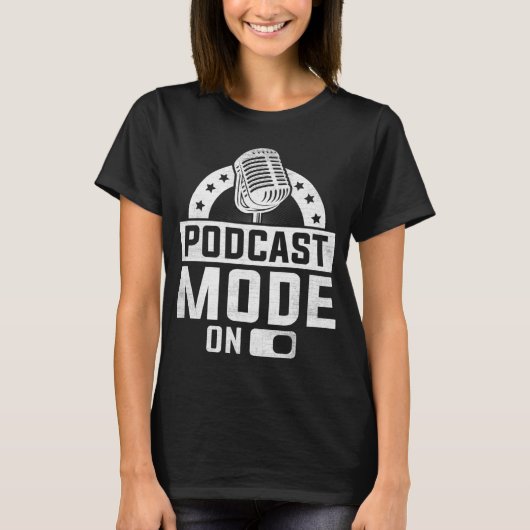 Podcastmodus op Podcaster Podcasting Interviewer T-shirt (Voorkant)