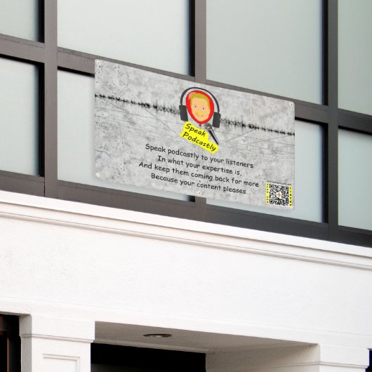 Podcasts-banner spreken spandoek (Buitenkant Gebouw)