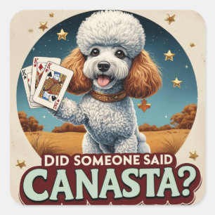 Poddle houdt van canasta spel vierkante sticker