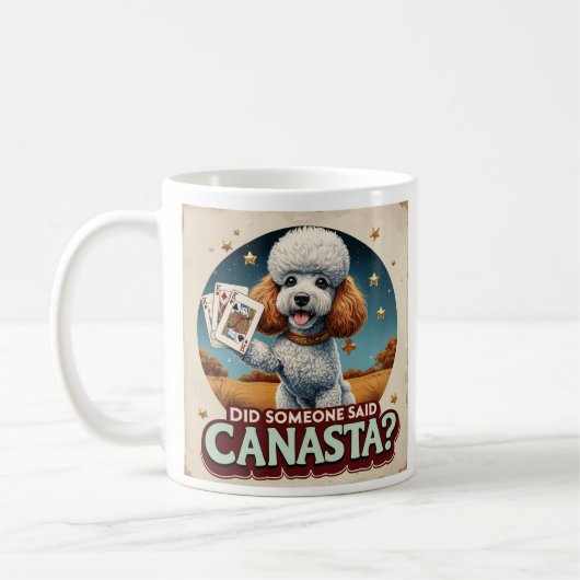 Poddle houdt van canastaspel  koffiemok (Links)