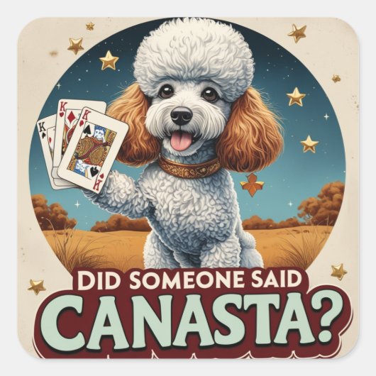 Poddle houdt van canastaspel  vierkante sticker (Voorkant)