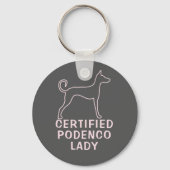 Podenco Dog Slogan Roze Logo Sleutelhanger (Voorkant)
