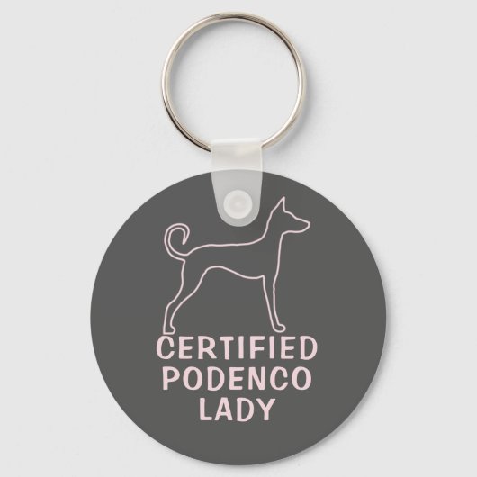 Podenco Dog Slogan Roze Logo Sleutelhanger (Voorkant)