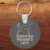 Podenco Dog Slogan Roze Logo Sleutelhanger (Voorkant)