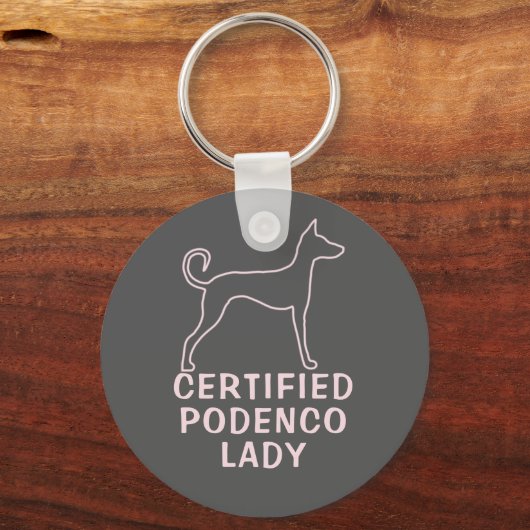  Podenco Dog Slogan Roze Logo Sleutelhanger (Voorkant)