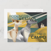 Podenco en Galgo Art Deco stijl Poster Briefkaart (Voorkant / Achterkant)