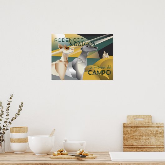 Podenco en Galgo  Art Deco Style Poster (Keuken)