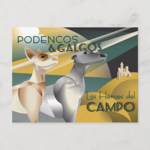 Podenco en Galgo  Art Deco Style Poster Briefkaart