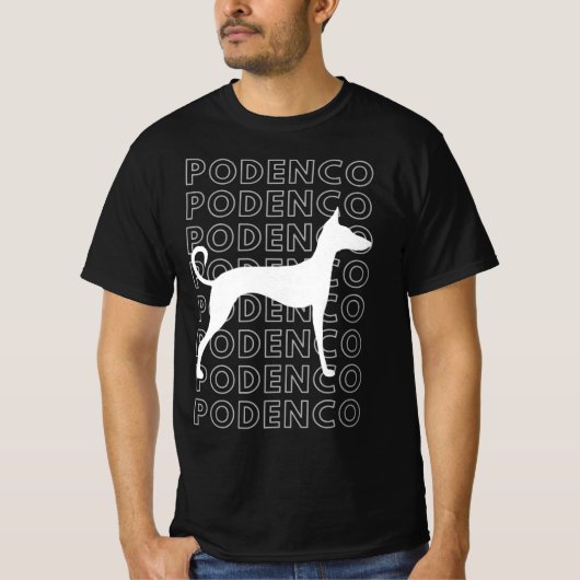Podenco Gray en White Silhouette Minimalist T-shirt (Voorkant)