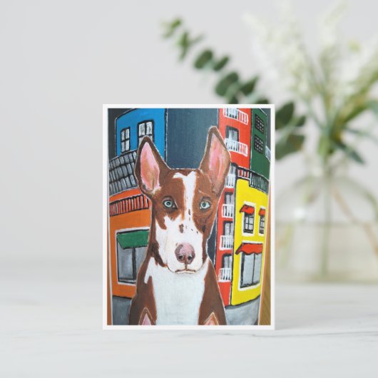 Podenco in de stad schilderij van Alfred Fox Briefkaart (Staand voorkant)
