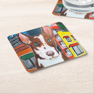 Podenco in Town Schilderij van Alfred Fox Kartonnen Onderzetters