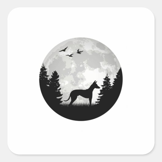 Podenco Moon Spain Greyhound Ibizan Hound Vierkante Sticker (Voorkant)